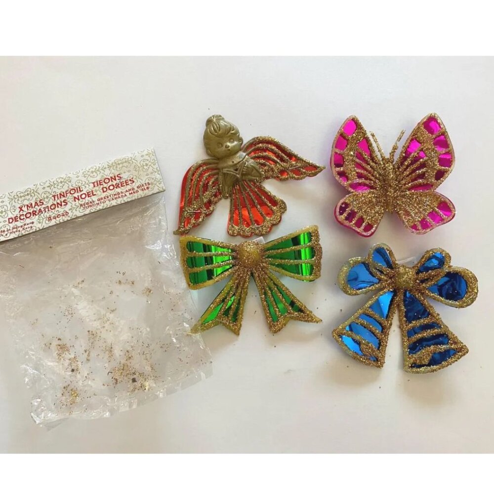 Christmas Decorations Ornaments Tie-ons Glitter Xmas Holiday Decor